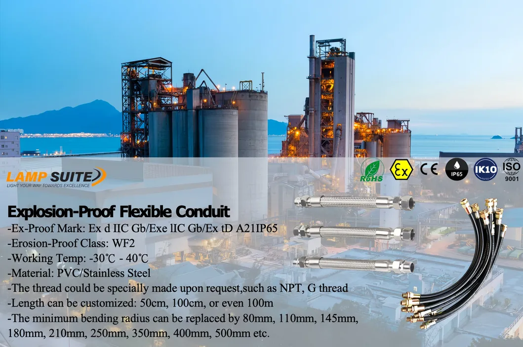 ATEX 1/4" 2" Customizable Flameproof Rubber Hose Explosion Proof Flexible Conduit