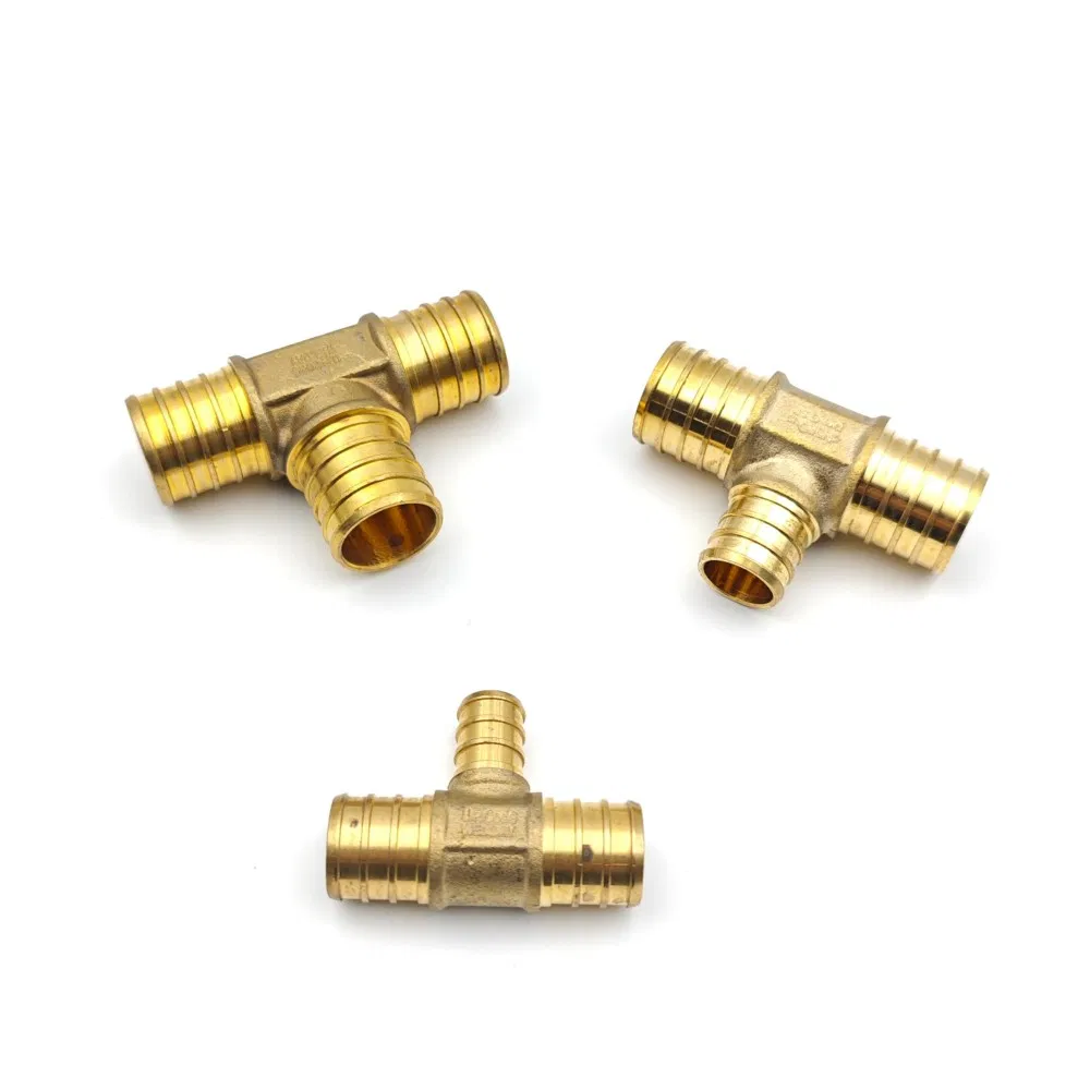 China Brass Pex Pipe Fitting Tee Crimp Fitting Socket for Plumbing and PE Pipe