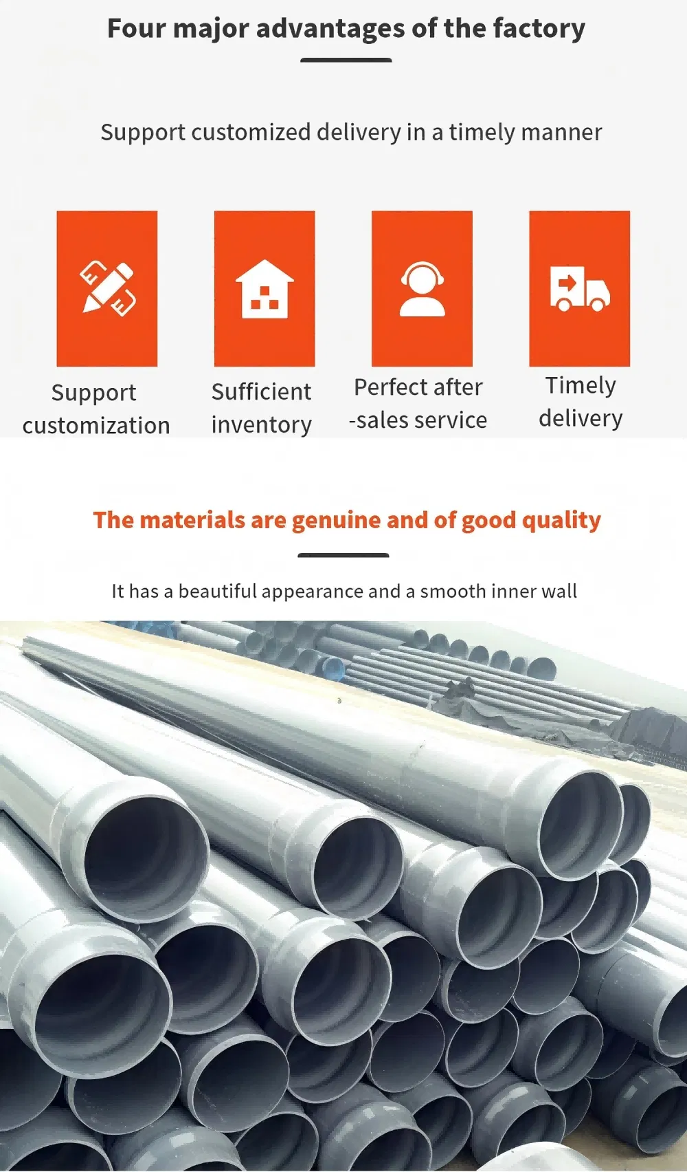 Flame Retardant Grade a Grey PVC Conduit for Home and Commercial Use