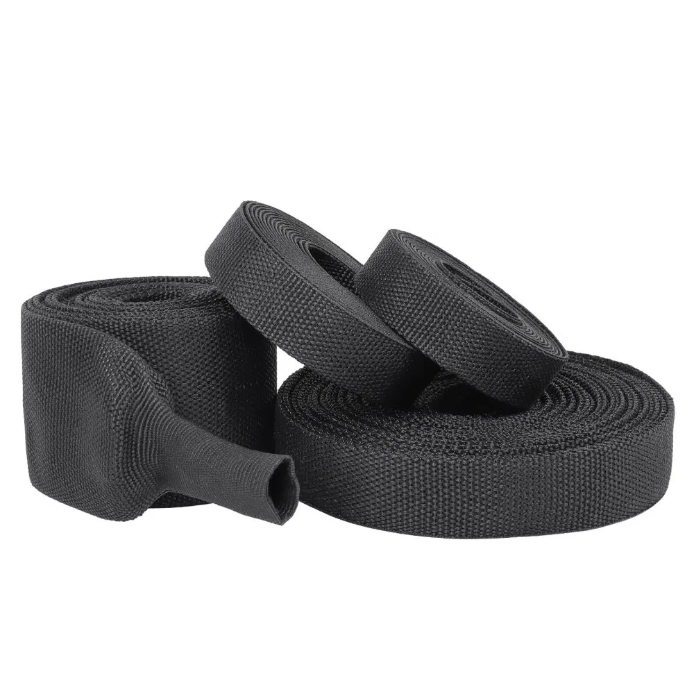 2: 1 Shrinkable Ratio Textile Polyolefin Polyester Yarns Braided Woven Shrinkable Weave Woven Cloth Abrasion Resistant Heatshrink Heat Shrink Fabric Tubing