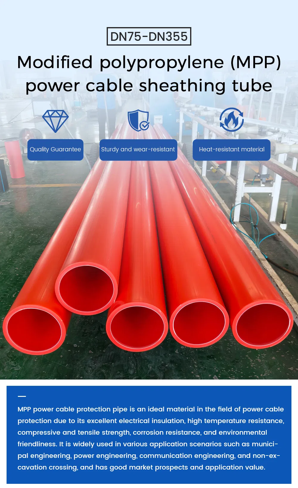 Mpp Cable Protection Pipe for Electric Cable