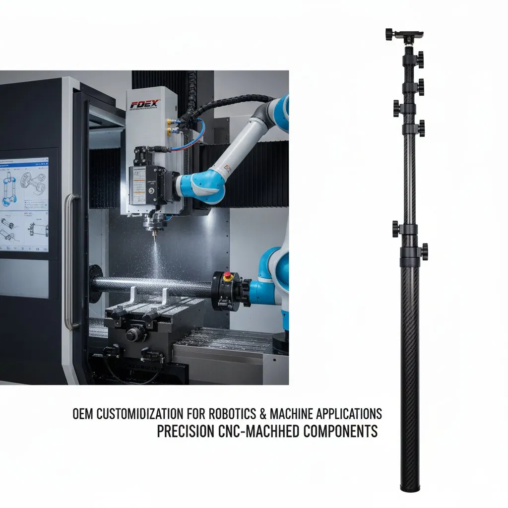 25FT Carbon Fiber Telescopic Tube Custom Design for Robotics and Machines