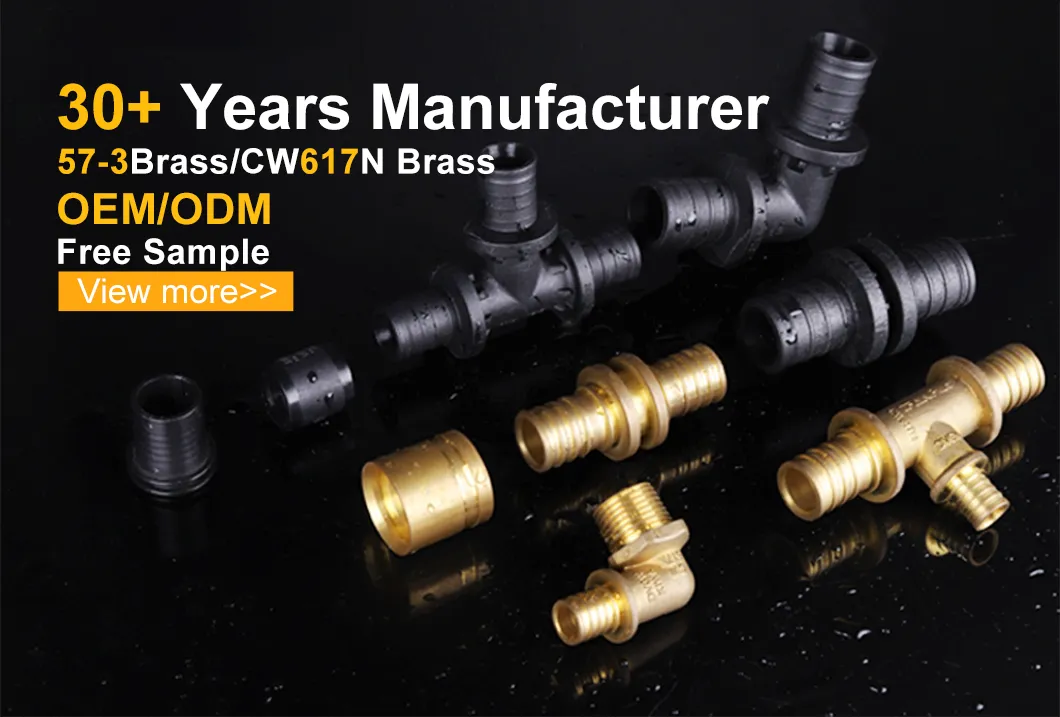 Ifanplus Wholesale Pex Pipe Brass Fittings Sliding Elbow Tee Socket Fitting Durable Brass Axial Fitting for HVAC System