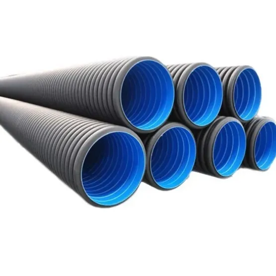 HDPE Black Plastic Drainage Pipes DN400mm Sn8 PE Double Wall Corrugated Pipe and Sewage Pipeline