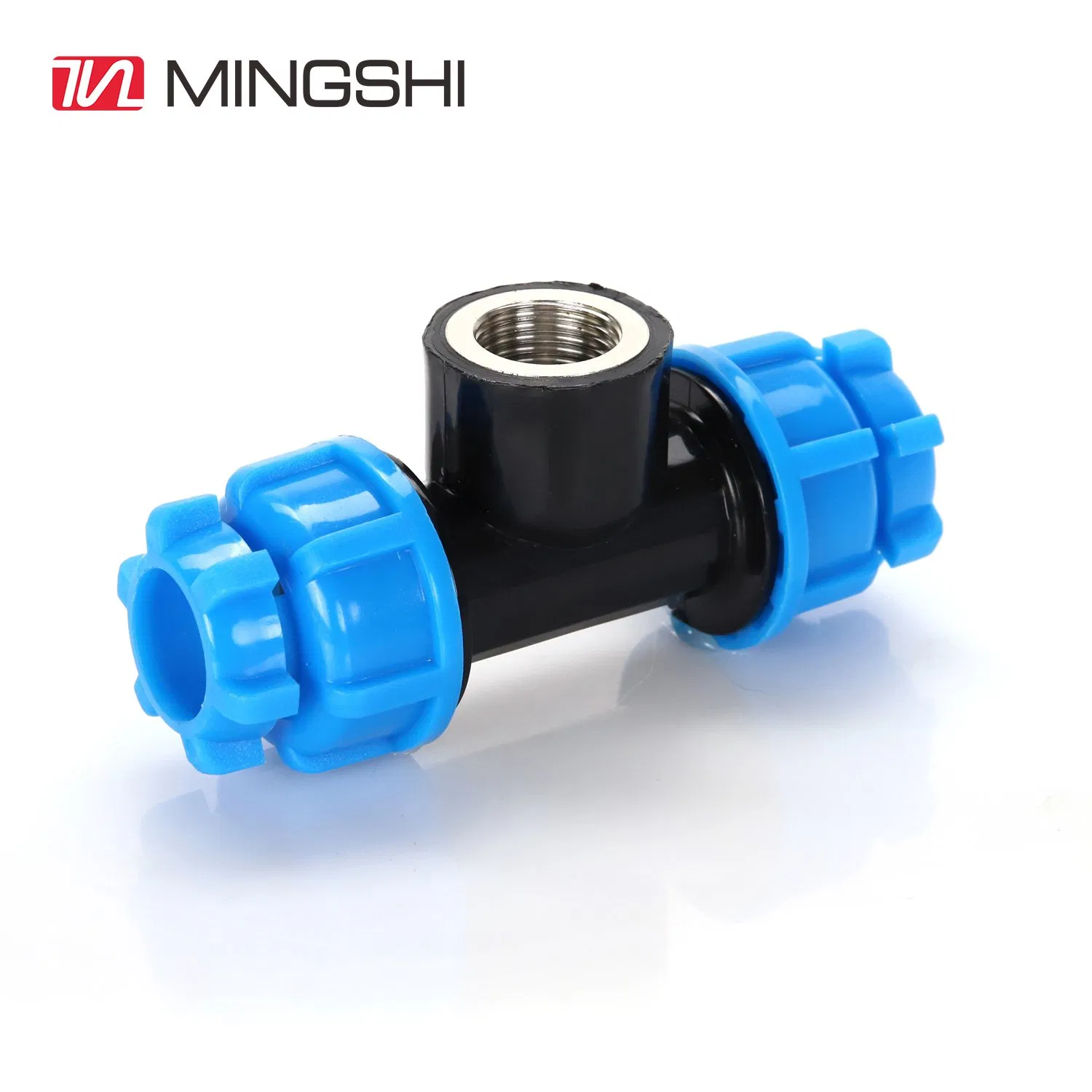 PE Compression Tee Fitting with Metal Threaded for HDPE Water Pipe Fittings 10 Year Warranty