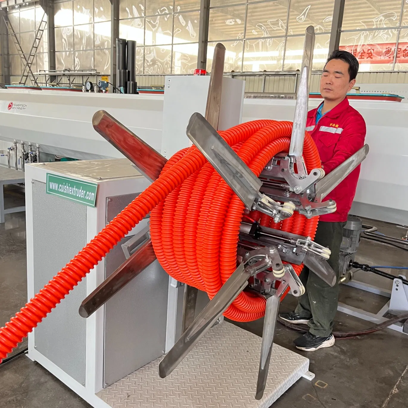 HDPE Plastic Reinforced Polyethylene PE Spiral Corrugated Pipe Extrusion Machine