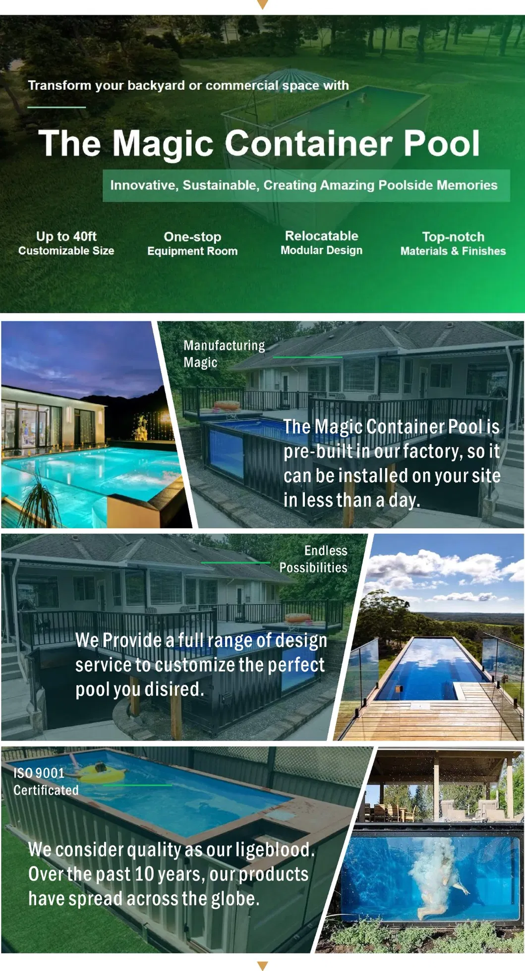 Outdoor/Container Big Size Fitting Heating Pump/Patio Swimming/Pools Items Available Swimming Pool Under/Ground