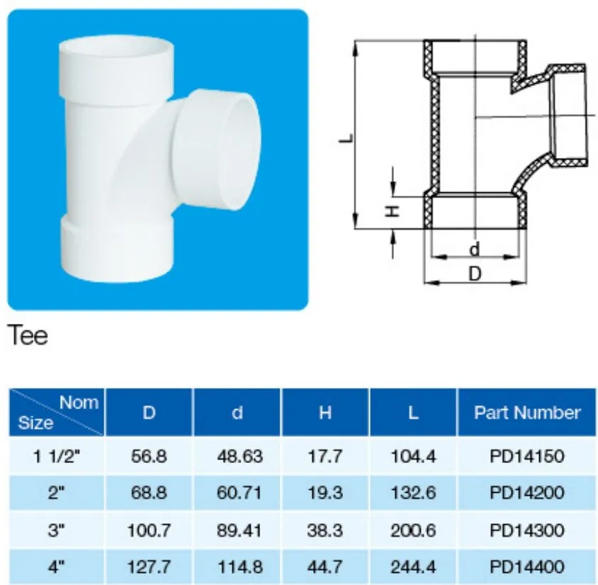 ASTM D2665 Standard Plastic (UPVC/PVC) Pipe Fittings for Dwv Drain Water with NSF/Upc (ELBOW, TEE, Y-EE, SOCKET etc.)