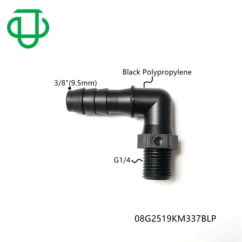 PP Nylon Straight Elbow Threaded Tube Connector G1/4" Male Threaded X 1/4" Hose Barb Plastic Threaded Pipe Fittings