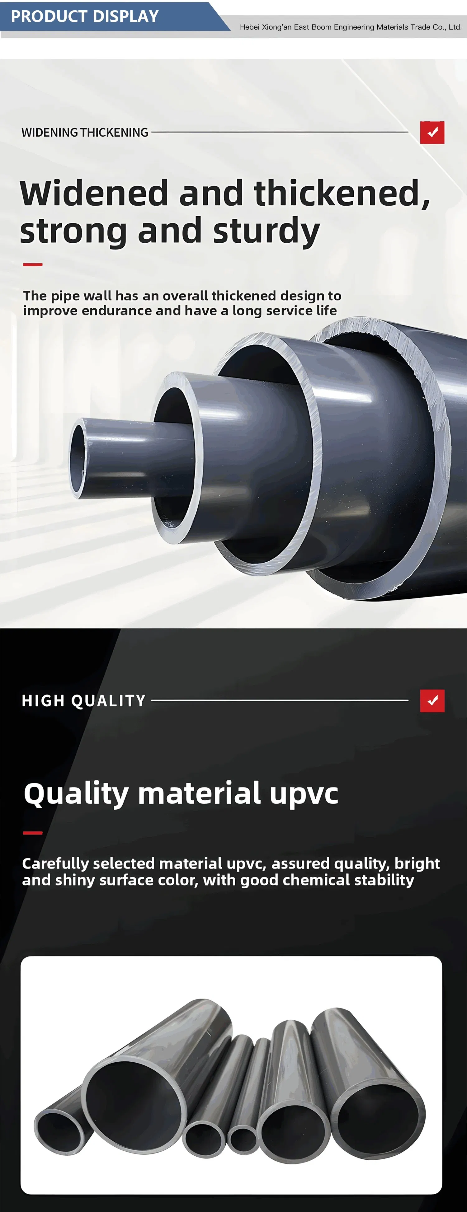 ASTM D 2241 UPVC Pipe for Water Supply Germany Standard PVC Pipe