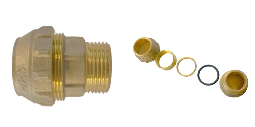 Brass Tee with 3 Connector Socket Fitting for PE Pipe
