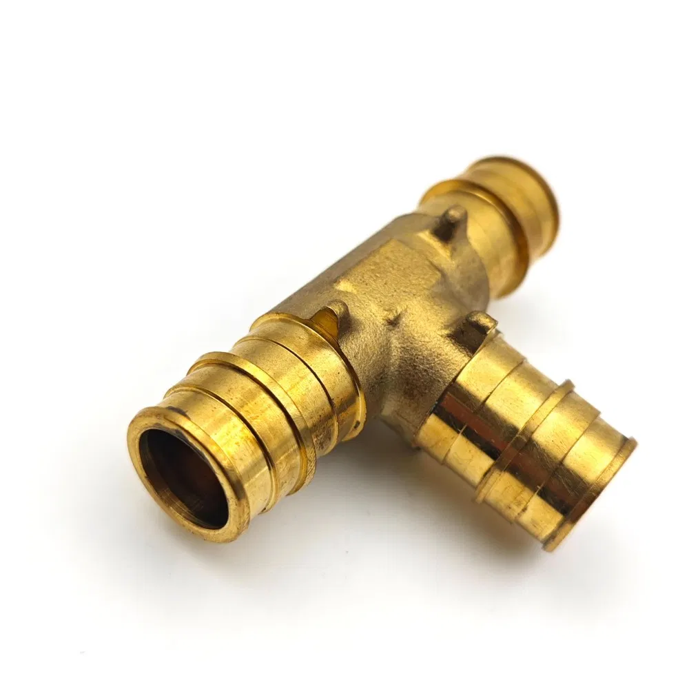 China Brass Pex Pipe Fitting Tee Crimp Fitting Socket for Plumbing and PE Pipe