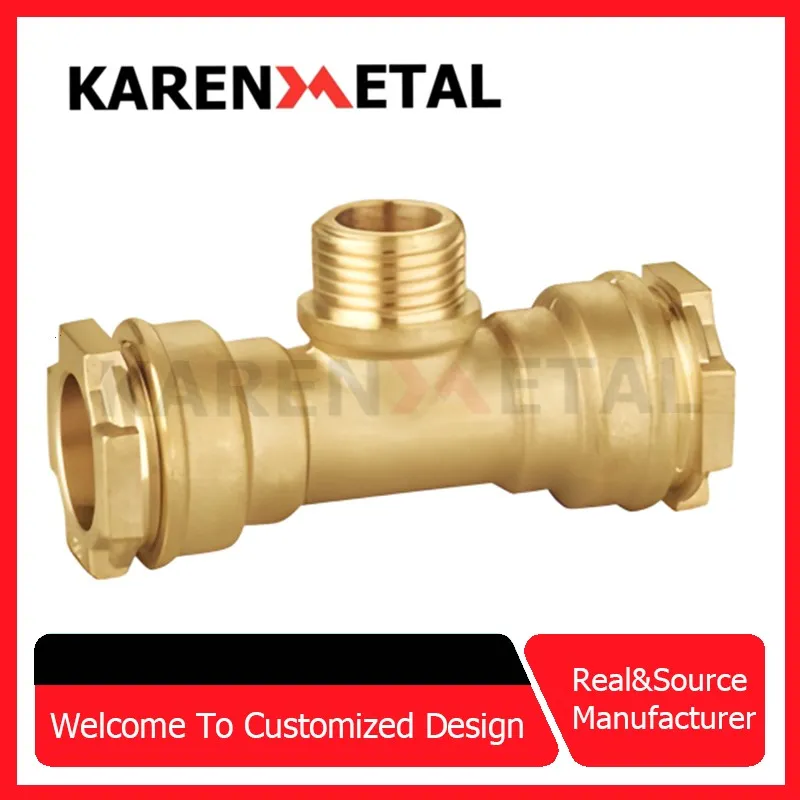 3 Way Brass Compression Fitting for PE Pipe Male Tee Fitting