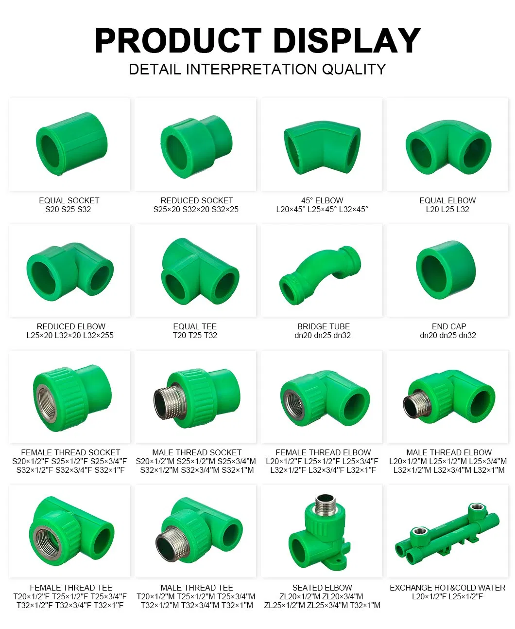 Ifan DIN 8077/8078 Cheap Green 20-110mm Plastic Water PPR Fittings