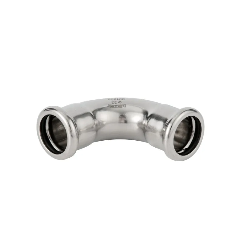 Cold Water Gas 304 and 316L Stainless Steel Press Plumbing Pipe Fitting Adaptor Union Bend 90° 