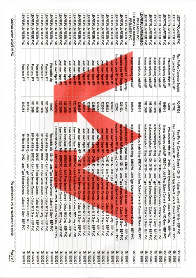 AS/NZS 1260 Dwv Drain PVC / PVC-U / UPVC Pipe DN32/40/50/65/80/100/150/175/225/250/300/315/375/400mm