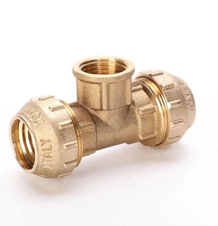 Brass Tee with 3 Connector Socket Fitting for PE Pipe