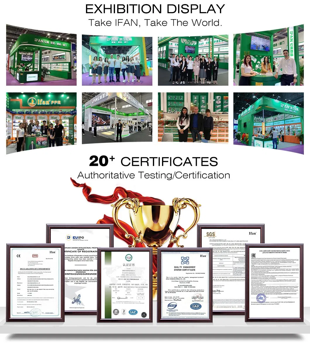 Ifan En 15874 High Pressure Pn20 Resistance Plastic Water Pipe 20-63mm Overlap PPR Al PPR Pipes