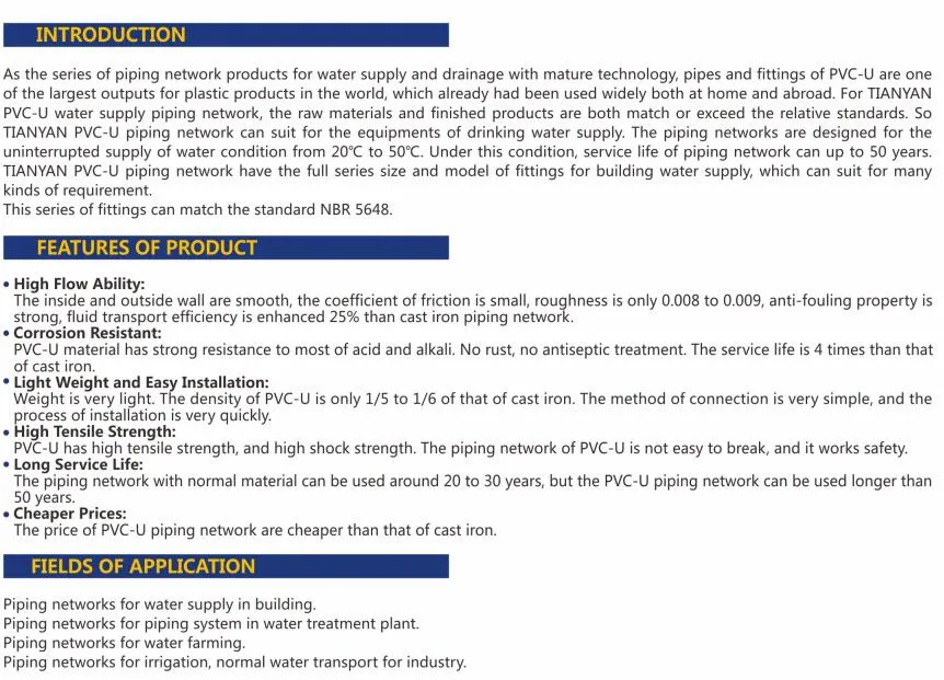 PVC Plastic Welded Pressure Pipe Tube Fittings Reducing Tee Socket Nail Back Nut NBR5648 OEM Tiger