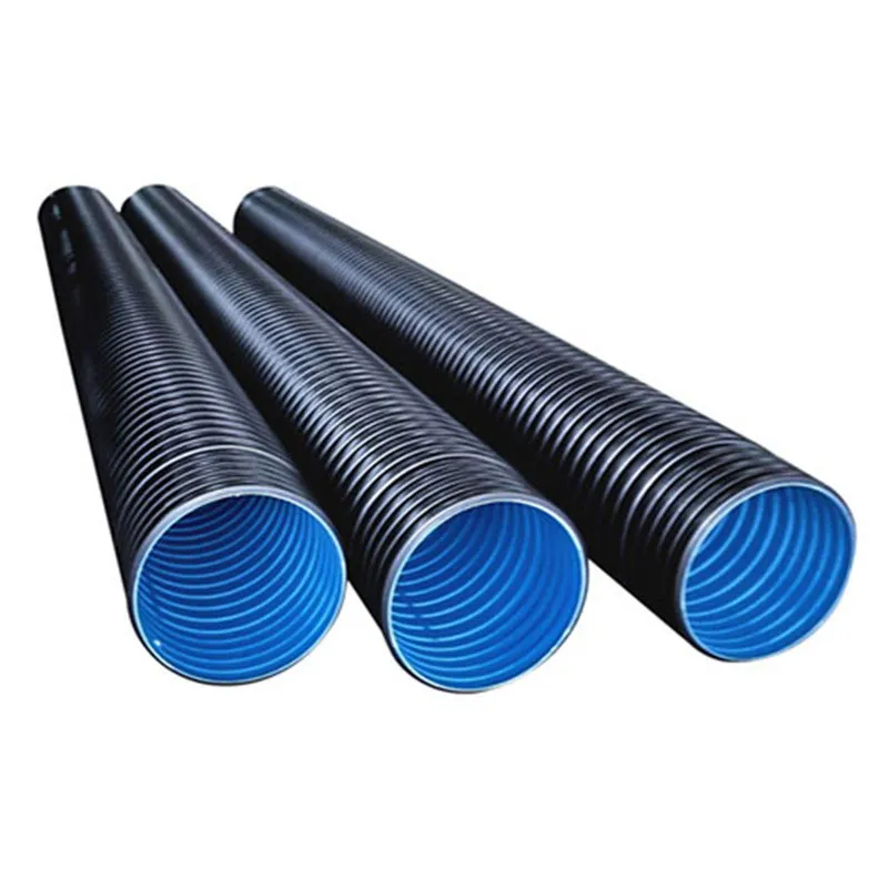 HDPE Black Plastic Drainage Pipes DN400mm Sn8 PE Double Wall Corrugated Pipe and Sewage Pipeline