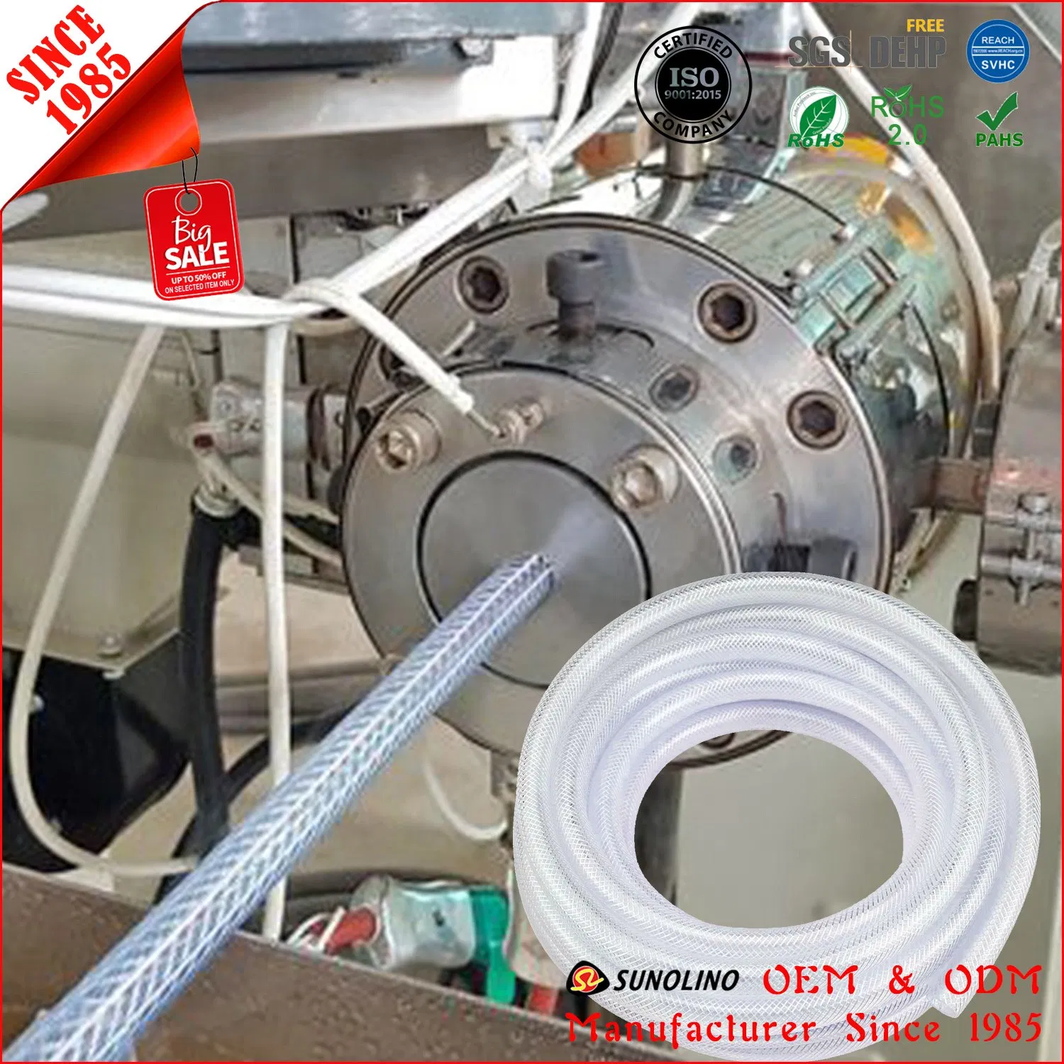 Clear Flexible PVC Plastic Nylon Braided Reinforced Water Pipe