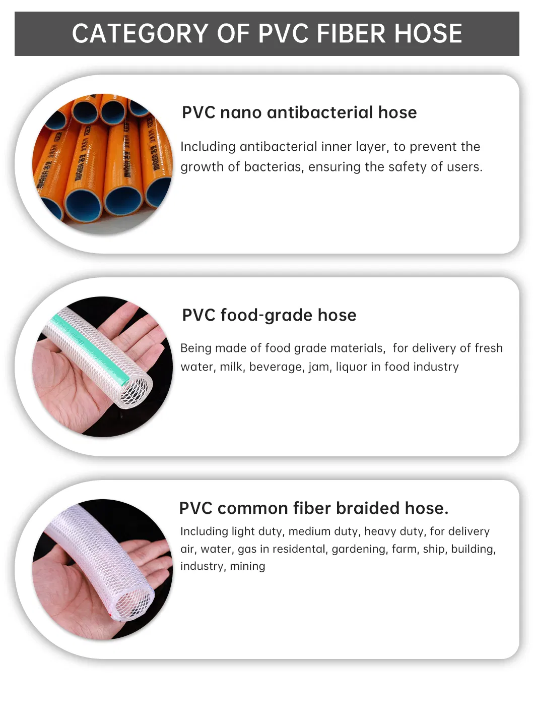 Durable Reinforced PVC 1/2" Hose Pipe for Water Systems