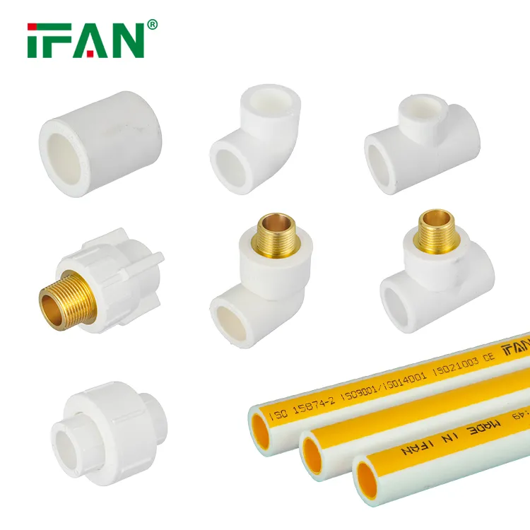Ifan GB/T 18742 PPR Water Pipe Fittings 20-125mm PPR Fittings Green and White Color Brass PPR Pipe Fitting