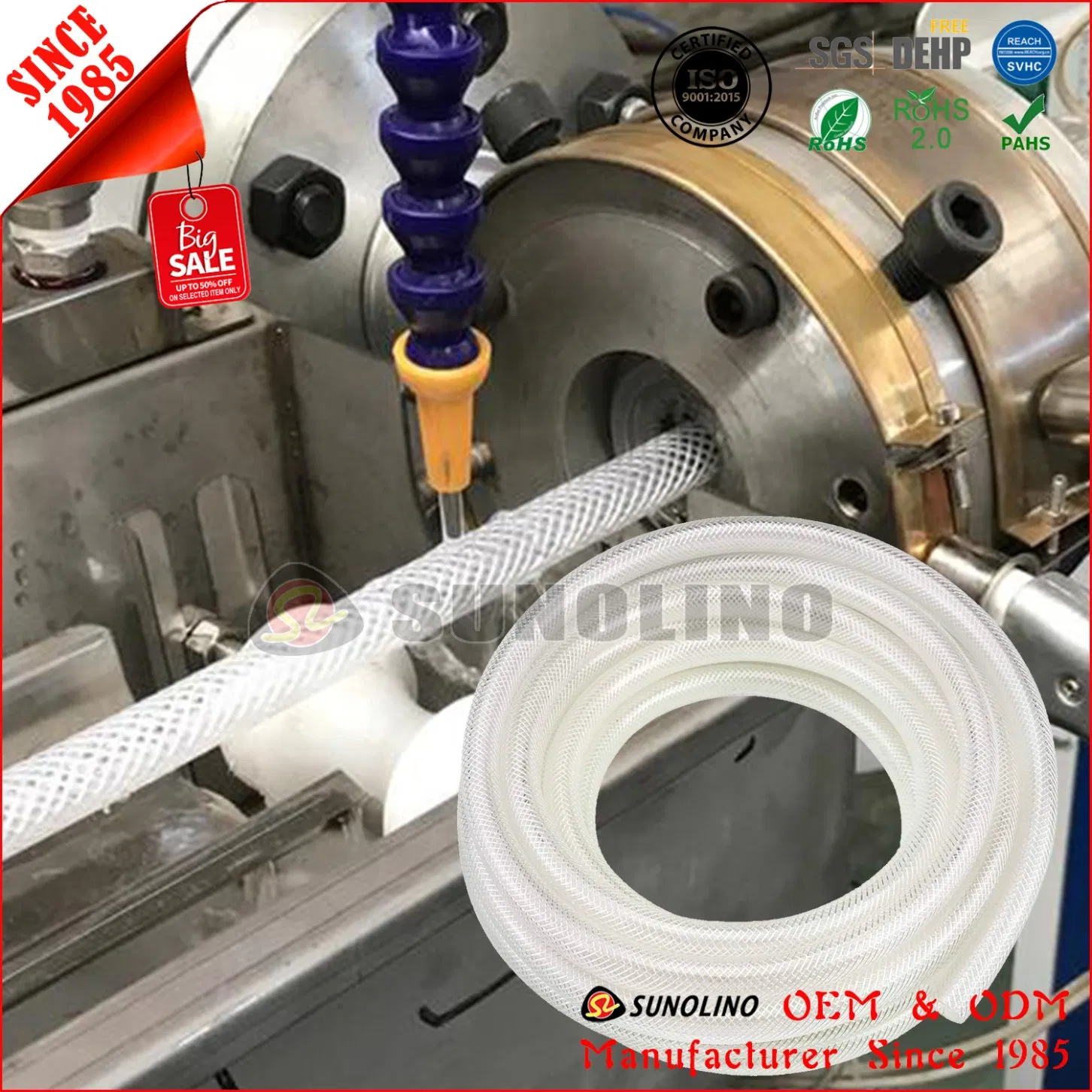 Food Grade Clear PVC Fiber Reinforced Drinking Water Pipe with FDA