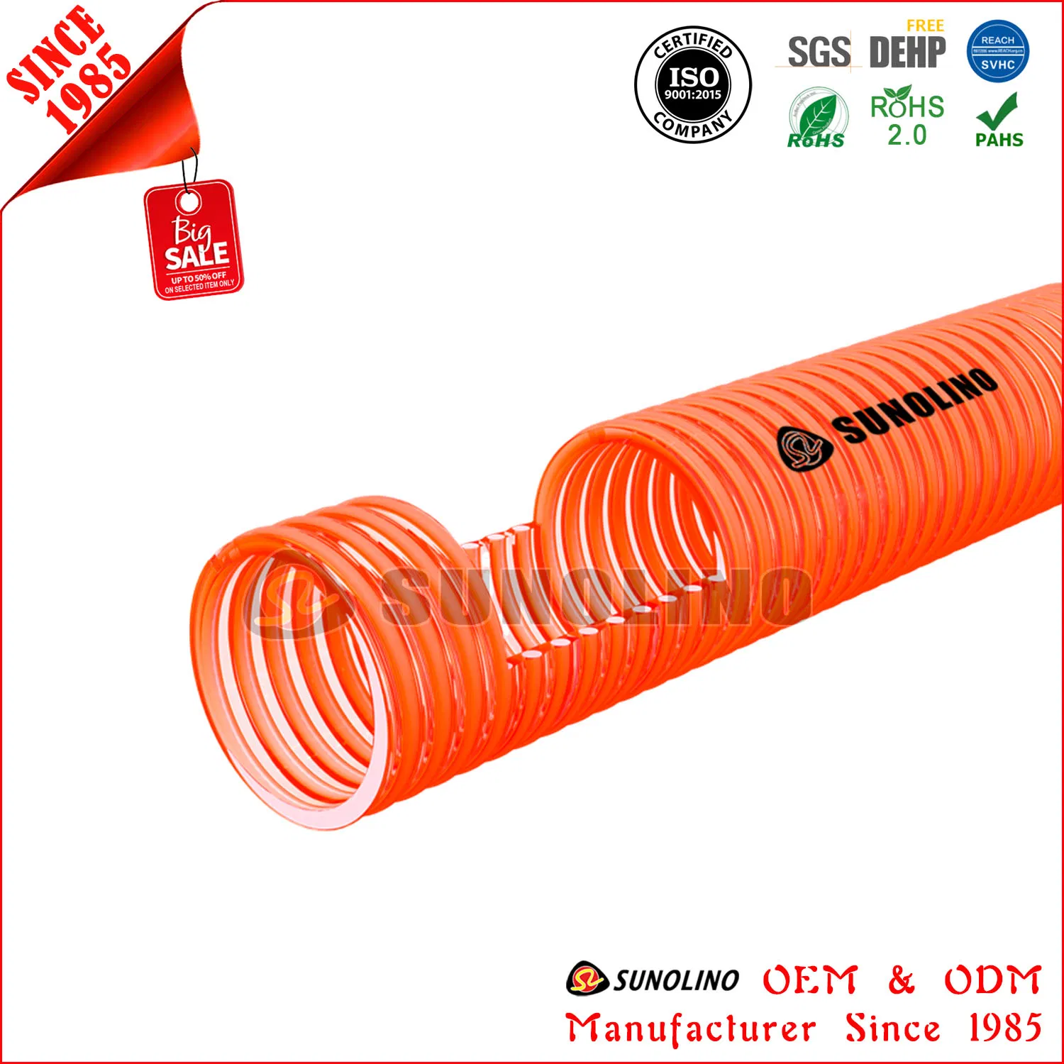 Flexible PVC Helix Corrugated Vacuum Suction Water Pipe for Industrial Agriculture