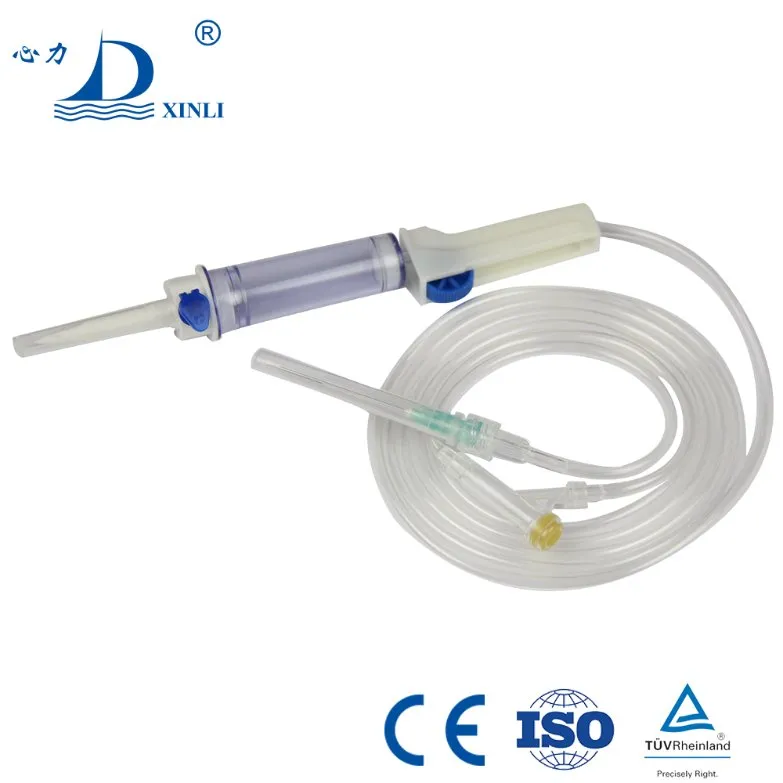 Disposable Medical PVC PP Transparent Tubing 1.5m for Adults IV Infusion Set with Air Inlet