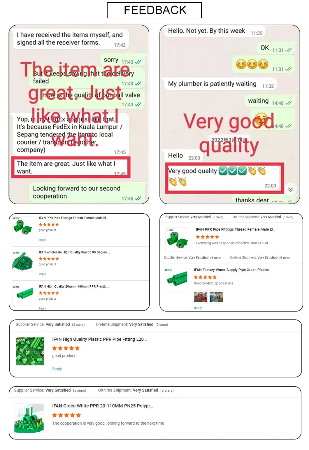 Ifan DIN 8077/8078 Cheap Green 20-110mm Plastic Water PPR Fittings