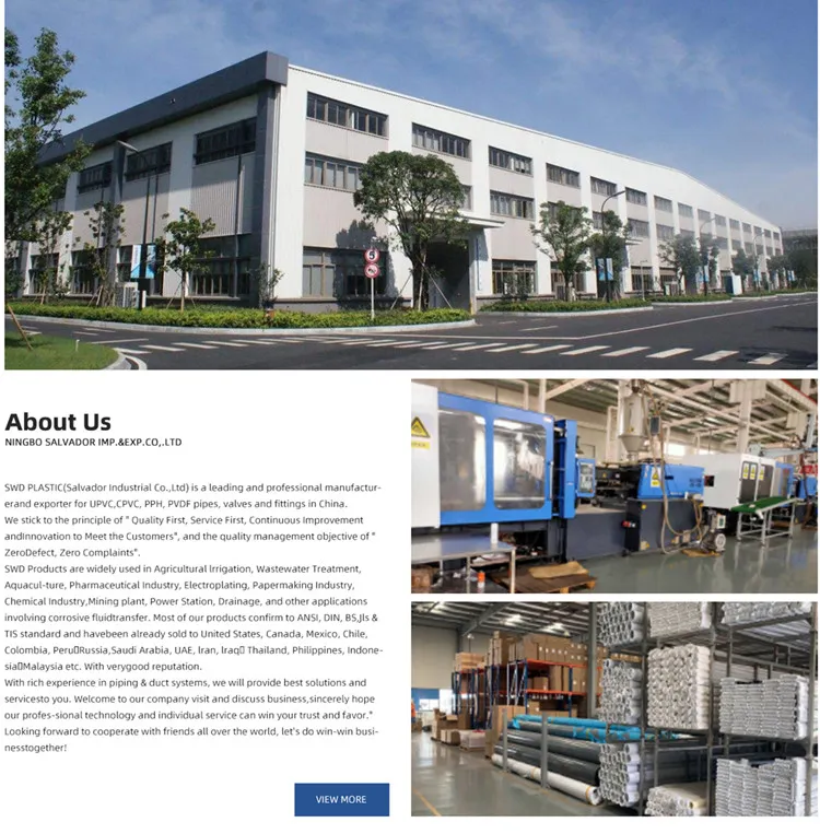 Salvador UPVC CPVC DIN JIS ANSI Pipes Pn10 Pn16 for Water Industry Supply