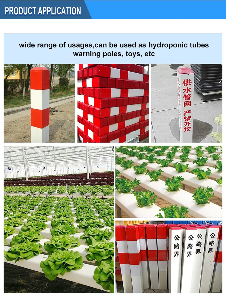 Customizable Smooth Surface Plastic Rectangular Tubes Square PVC Pipe for Decoration