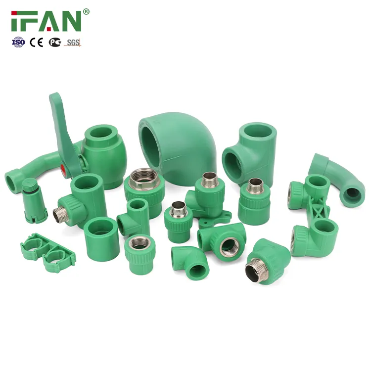 Manufacturer PPR Fittings Plumbing Green 20 - 110mm Exchange Hot and Cold Water PPR Fitting