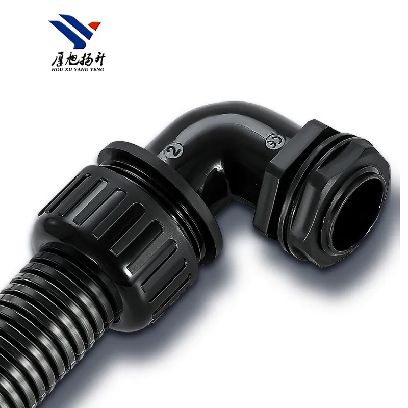 High Quality Waterproof Nylon Plastic Corrugated Pipe Elbow Connector for Buried Wiring