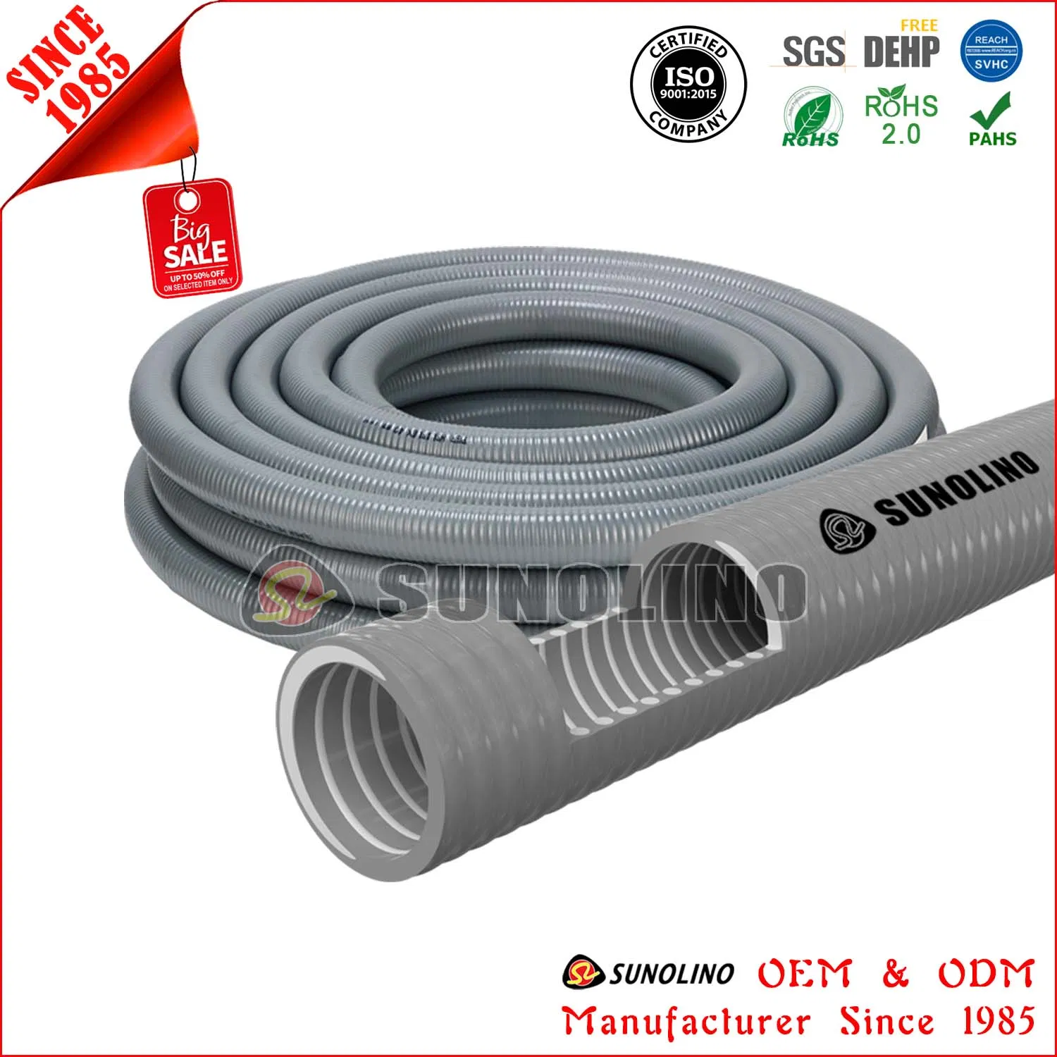 PVC Food Grade Clear Suction Discharge Pipe with Steel Wire ID 102mm