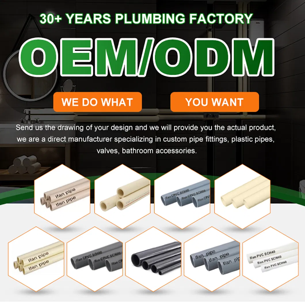 Ifan All Sizes Available PVC Water Pipe Prices Water System Plastic PVC CPVC Pipe