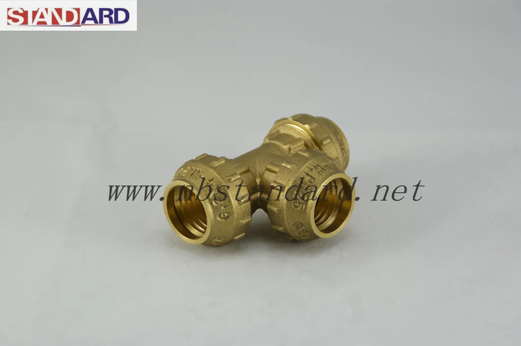 Brass PE Compression Female Tee Fitting for PE/PPR Pipe