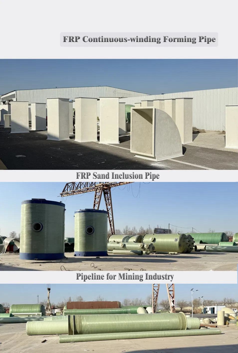 Chemical Power Plant Drainage Sewage Glass Fiber Reinforced Plastic Winding Ventilation Sand Pipe