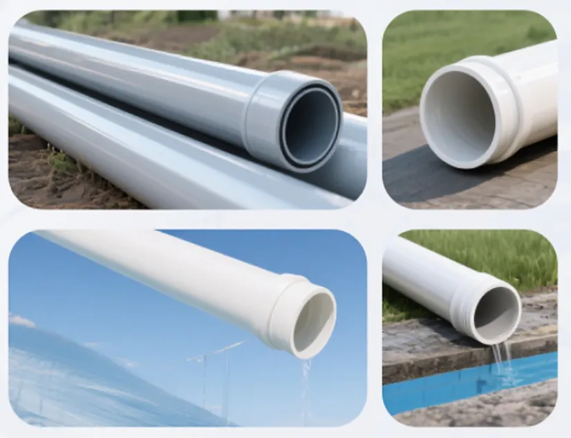 Pn20 UPVC Water &amp; Sewage Pipe DN630mm for Plumbing &amp; Industrial Systems with Socket Connection, White &amp; Grey, ISO 1452 Certified