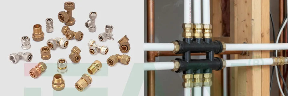 Ifan Low MOQ Hot Sales Brass Compression Fittings Tee Elbow Pex Pipe Water Connector 16-32mm Pex Fitting