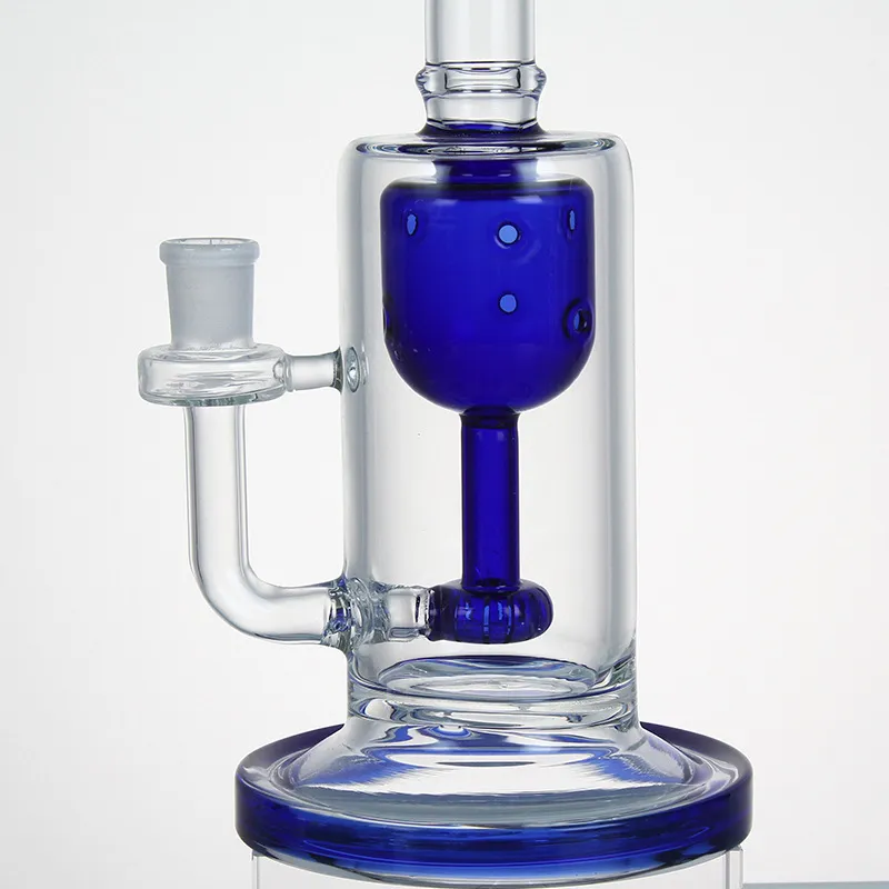 Custom Glass Hookah Blue Porous Bubble Hand Blown High Borosilicate Glass Smoking Water Pipe