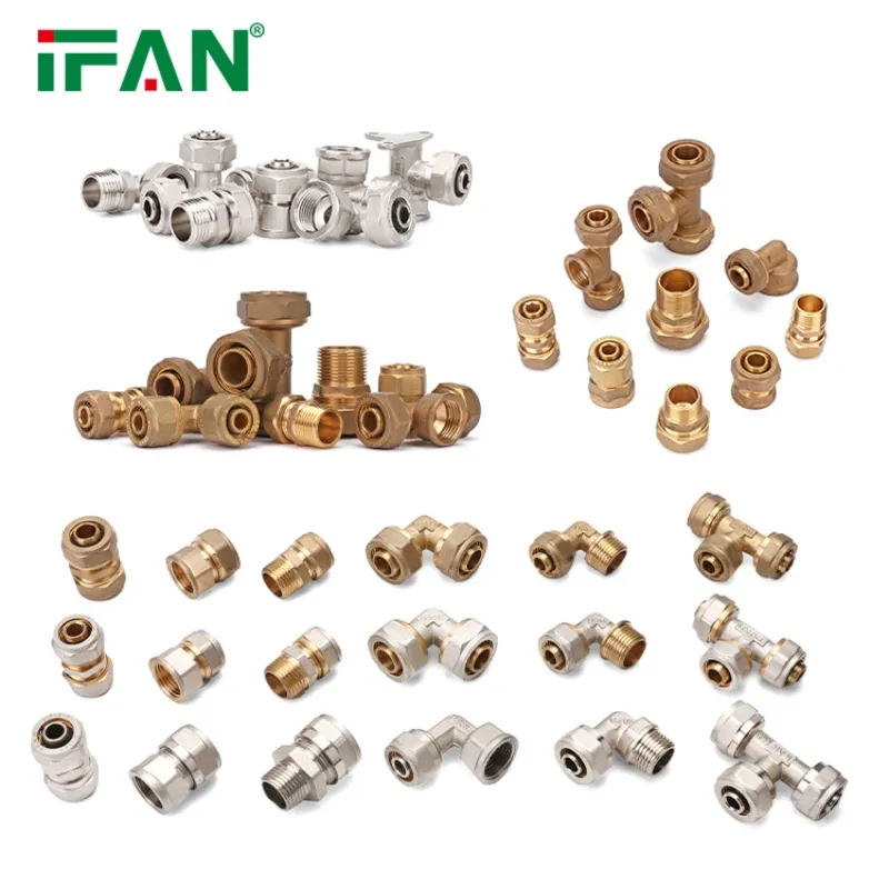 Ifan Low MOQ Hot Sales Brass Compression Fittings Tee Elbow Pex Pipe Water Connector 16-32mm Pex Fit