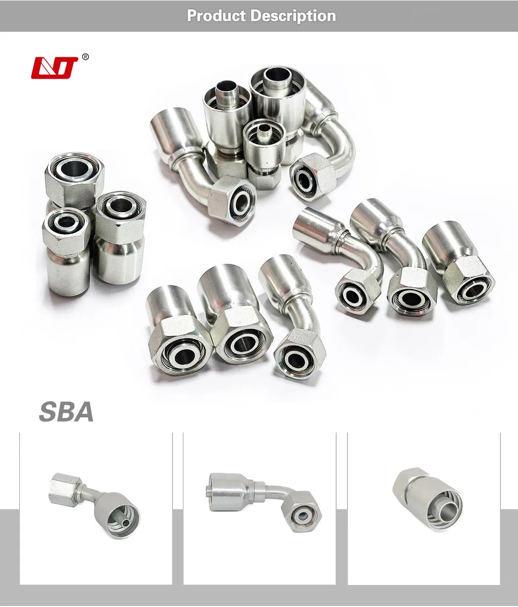 Carbon Steel Stainless Fitting Integrated Jic Pipe Adapter Tube End Joint Parker Hydraulic Hose Nipple Fittings