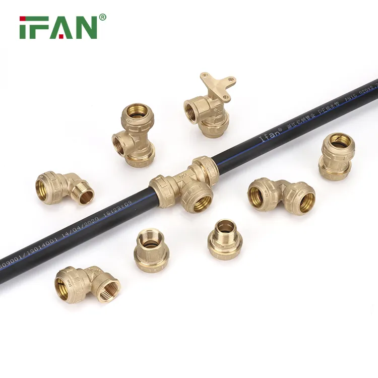 Ifan Corrosion Resistant HDPE Brass Compression Fitting 20-63mm PE Pipe Fitting