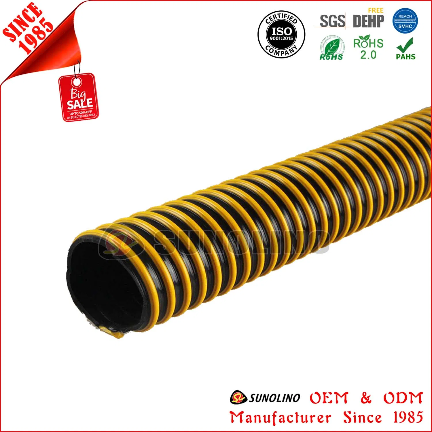 PVC Food Grade Clear Suction Discharge Pipe with Steel Wire ID 102mm
