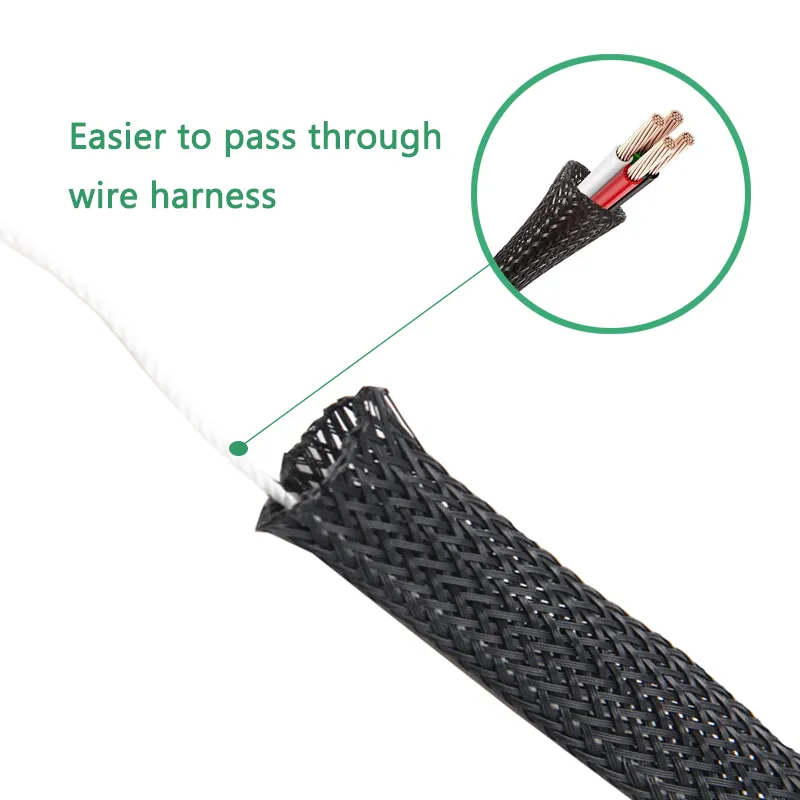 Expandable Braided Cable Sleeve Braided Wire Sleeving with Rope Easy to Install