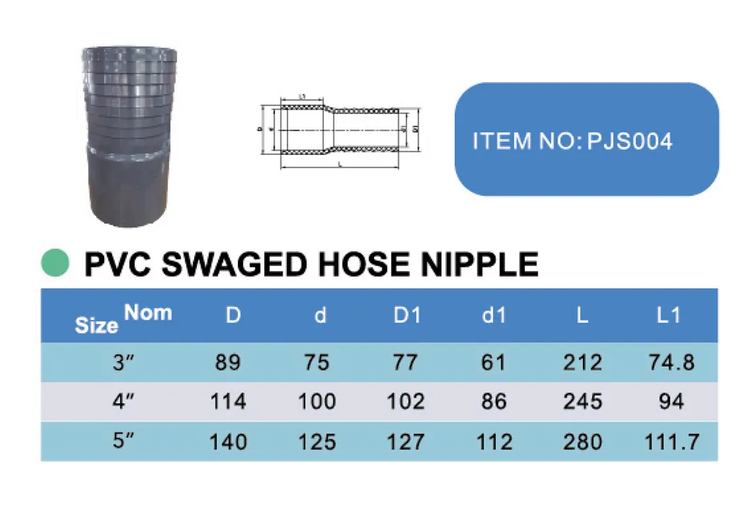 Era UPVC/PVC/Plastic/Pressure Fittings JIS Standard Female Swaged Hose Nipple