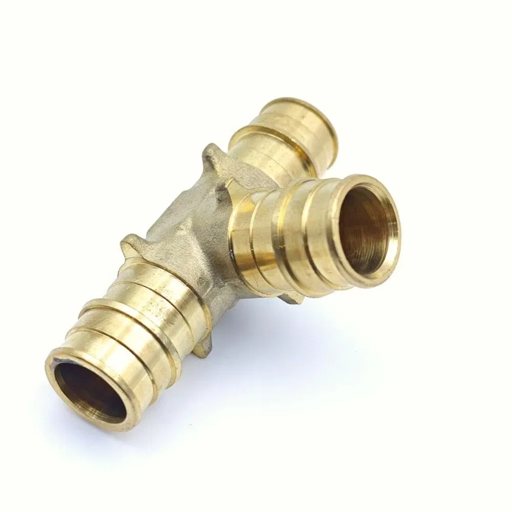 China Brass Pex Pipe Fitting Tee Crimp Fitting Socket for Plumbing and PE Pipe