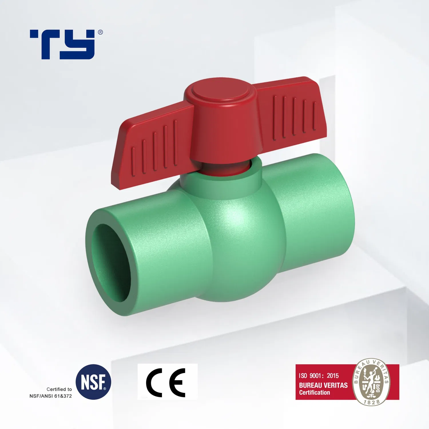 Green White Plastic Pipe Fittings PPR Male Female Union Brass Stop Slow Opening Dark Ball Valve
